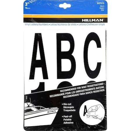 Hillman HILLMAN 3 in. Black Vinyl Self-Adhesive Letter and Number Set 0-9/A-Z 100 pc, PK6 847015